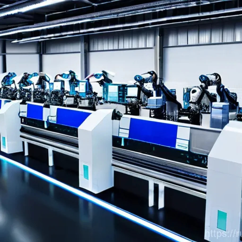 생산관리와 SCM의 관계 - **Integrated Production & SCM Synergy:**
"A vibrant, high-tech manufacturing facility where mult...