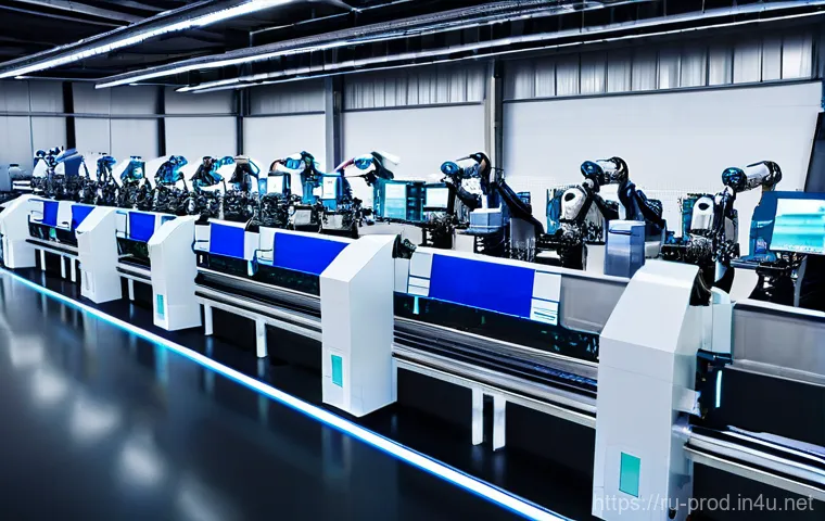생산관리와 SCM의 관계 - **Integrated Production & SCM Synergy:**
"A vibrant, high-tech manufacturing facility where mult...