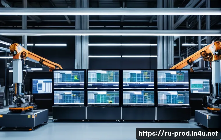 생산관리자 블로그 성공 사례 - A modern industrial production line with diverse workers in safety gear and smart uniforms actively ...